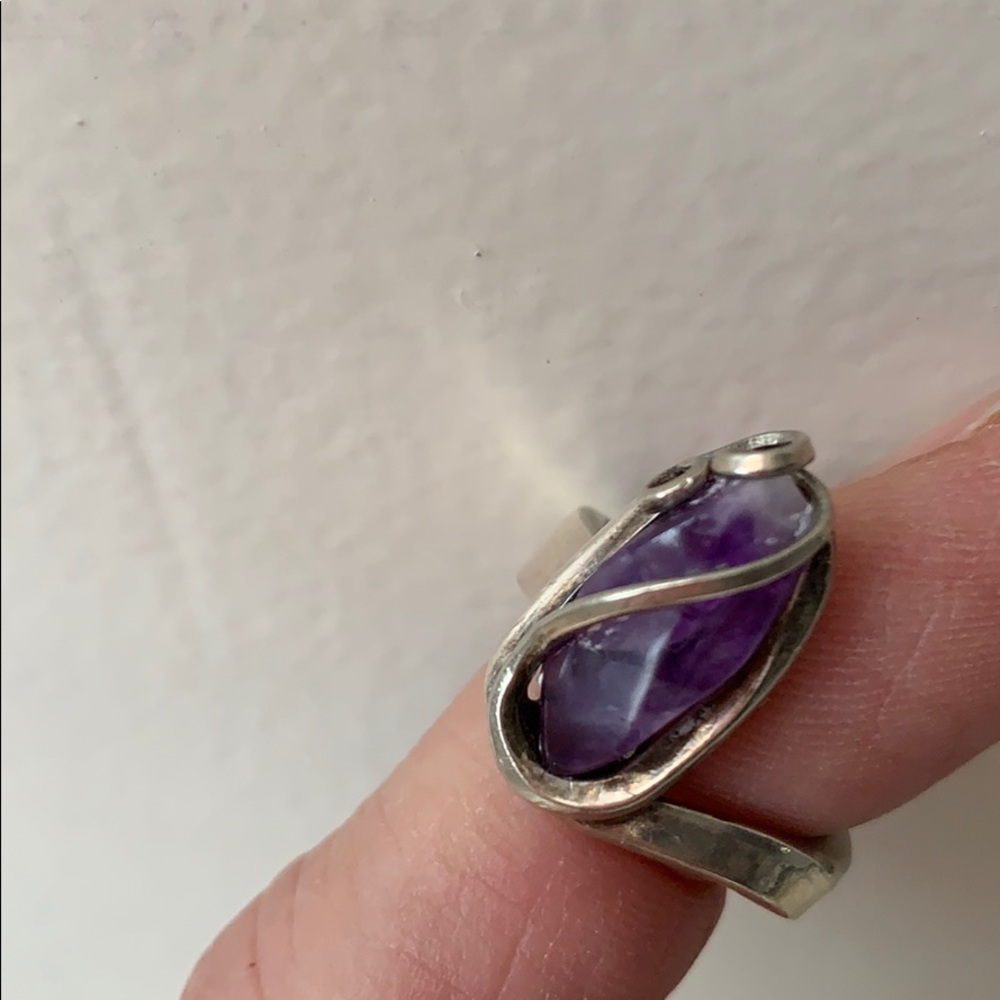 Raw Amethyst & Silver Ring